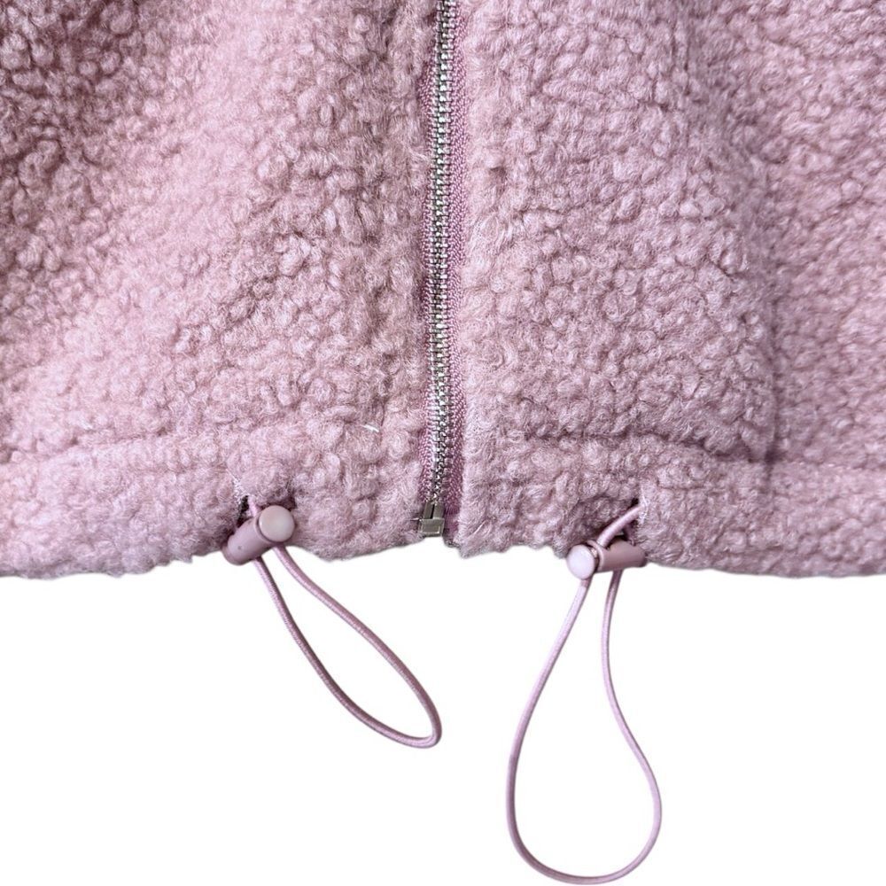 Dusty Pink Sherpa Drawstring Cropped Hooded Jacket Large NWT - And The Why - Picture 12 of 17